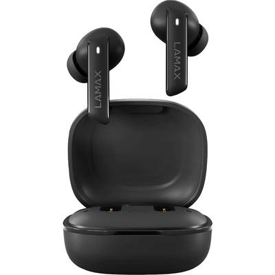 Image of Lamax Clips1 In-ear headset Bluetooth® (1075101) Stereo Black Battery indicator, Headset, Charging case, Volume control, Mono, Sweat-resistant, Touch control