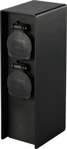 Sygonix SY-6121658 Weatherproof power strip 4x  Black Child safety, incl. ground spike