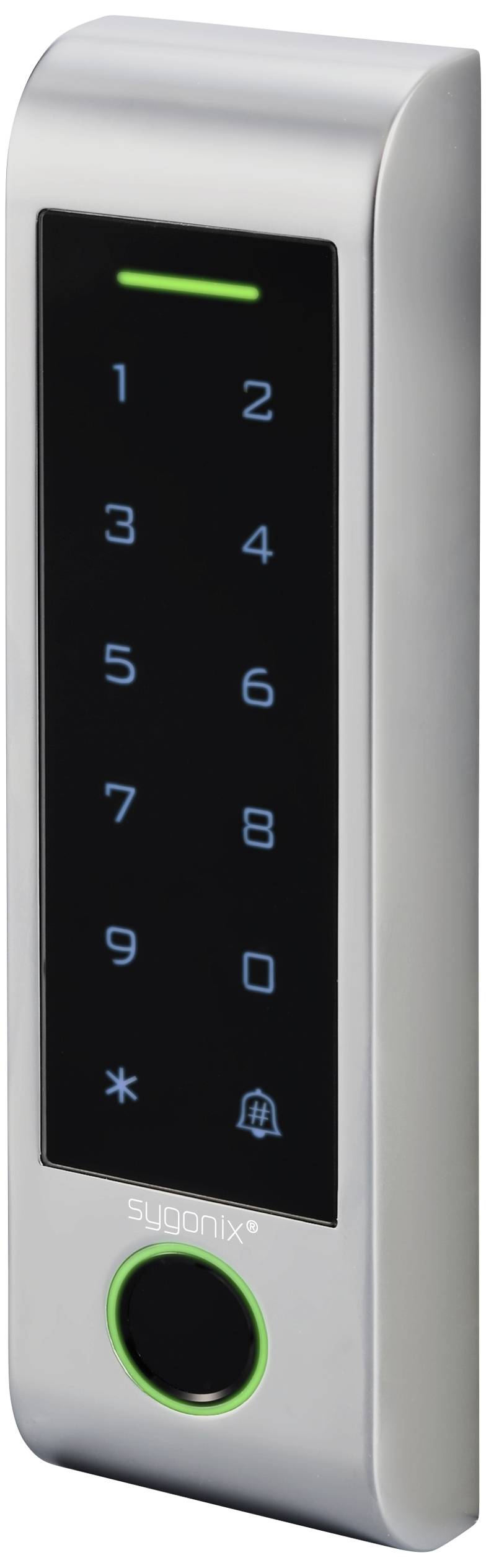 Sygonix SY-6121662 Fingerprint/RFID access system Surface-mount 12 V DC, 18 V DC IP66 + backlit keypad, + touchscreen