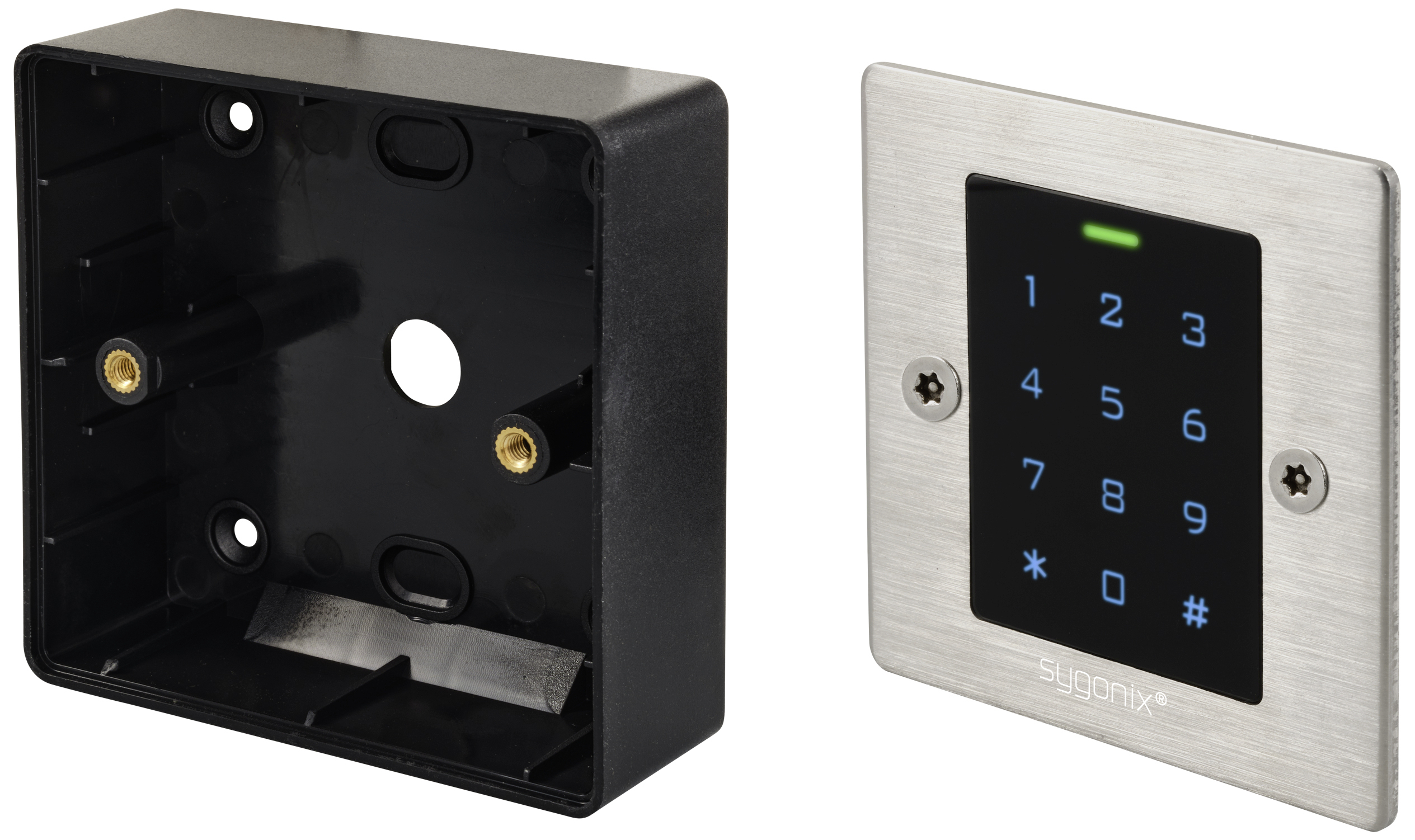 Sygonix SY-6121664 RFID keypad Flush mount, Surface-mount 12 V DC, 18 V DC IP66 + backlit keypad, + touchscreen