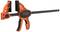 An orange G-clamp with a black handle, bearing the inscription 'Jorgensen E-Z Hold'.