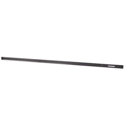 Black magnetic metal knife strip for wall mounting with space for multiple knives, robust and space-saving storage solution.