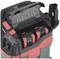 'Vacuum cleaner with an open compartment showing two batteries; both labelled with a large 'HD' letter'.