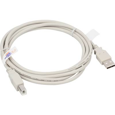 A beige USB 2.0 cable with a Type-A plug on one end and a Type-B plug on the other end.