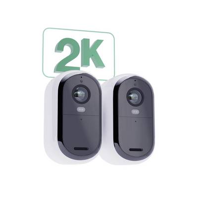 Two surveillance cameras with '2K' labelling in the background, indicating the high-resolution image quality.