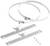 Two metal bands with tensioning devices, two flat metal brackets with mounting points, and five screws for assembly.