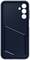 A navy blue smartphone case with four camera apertures and a diagonally structured design on the back.