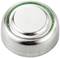 Small silver button cell with a green ring, commonly used in small electronic devices such as watches or calculators.
