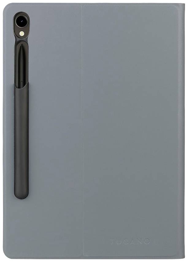 A grey tablet case with an integrated black pen holder on the left. 'PUGANO' marking at the bottom.