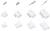 Various white and silver connectors, including pin and socket contacts, arranged on a white background.