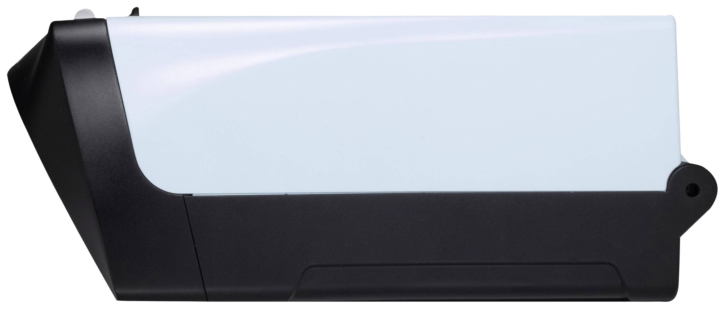 A compact, rectangular, black and blue electronic device page with no discernible controls or ports.