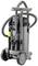 Industrial vacuum cleaner in grey with large wheels and multiple metal tubes, suitable for intensive cleaning work.