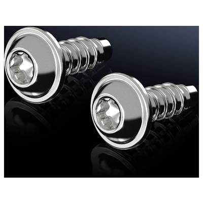 Two silver metal hexagon-head screws on a black background.