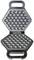 An open bubble waffle iron with a hexagonal shape and round indentations for preparing waffles.
