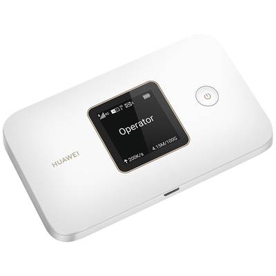 White Huawei mobile Wi-Fi router with digital display, showing signal strength, network operator 'Operator', speed of 200 kB/s and data usage of 4.15 MB/10 GB.