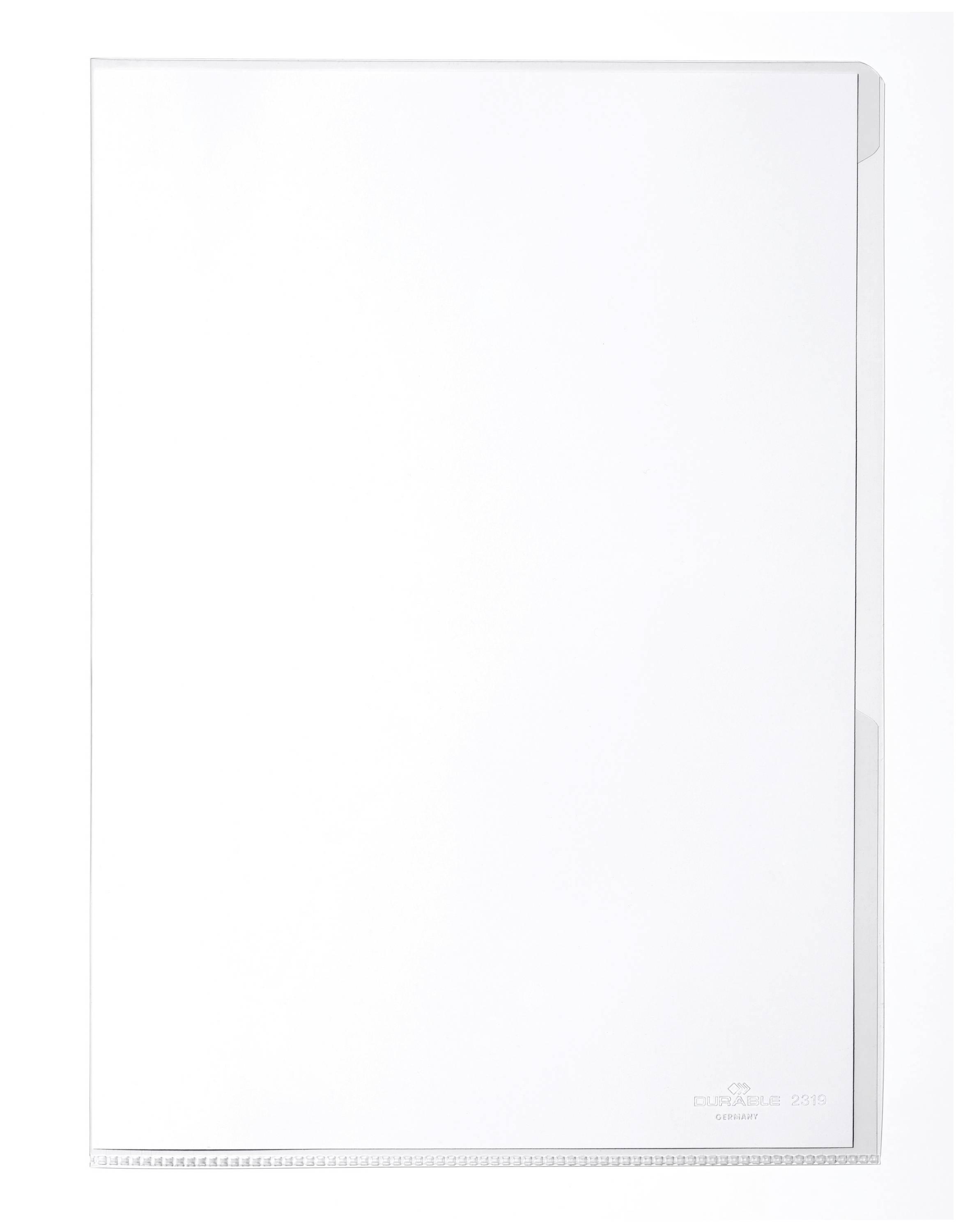 A plain white plastic folder with a slightly translucent cover, perfect for storing documents.
