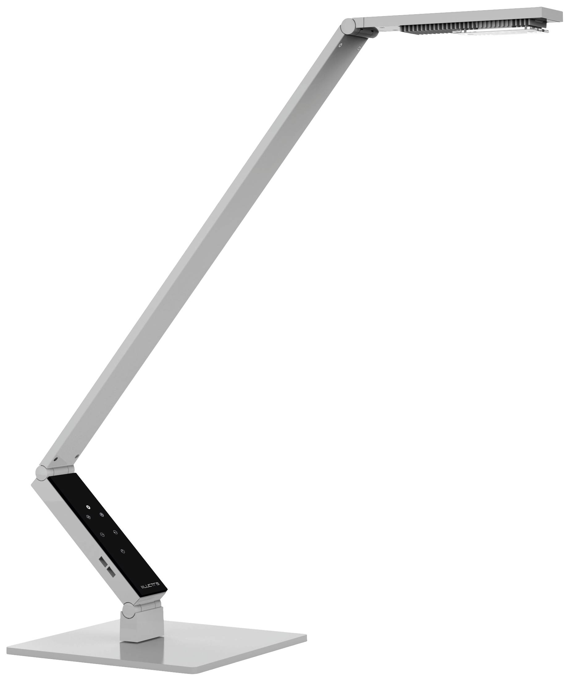 Modern, adjustable desk lamp with sleek design and LED lighting. Suitable for office or home workspaces.
