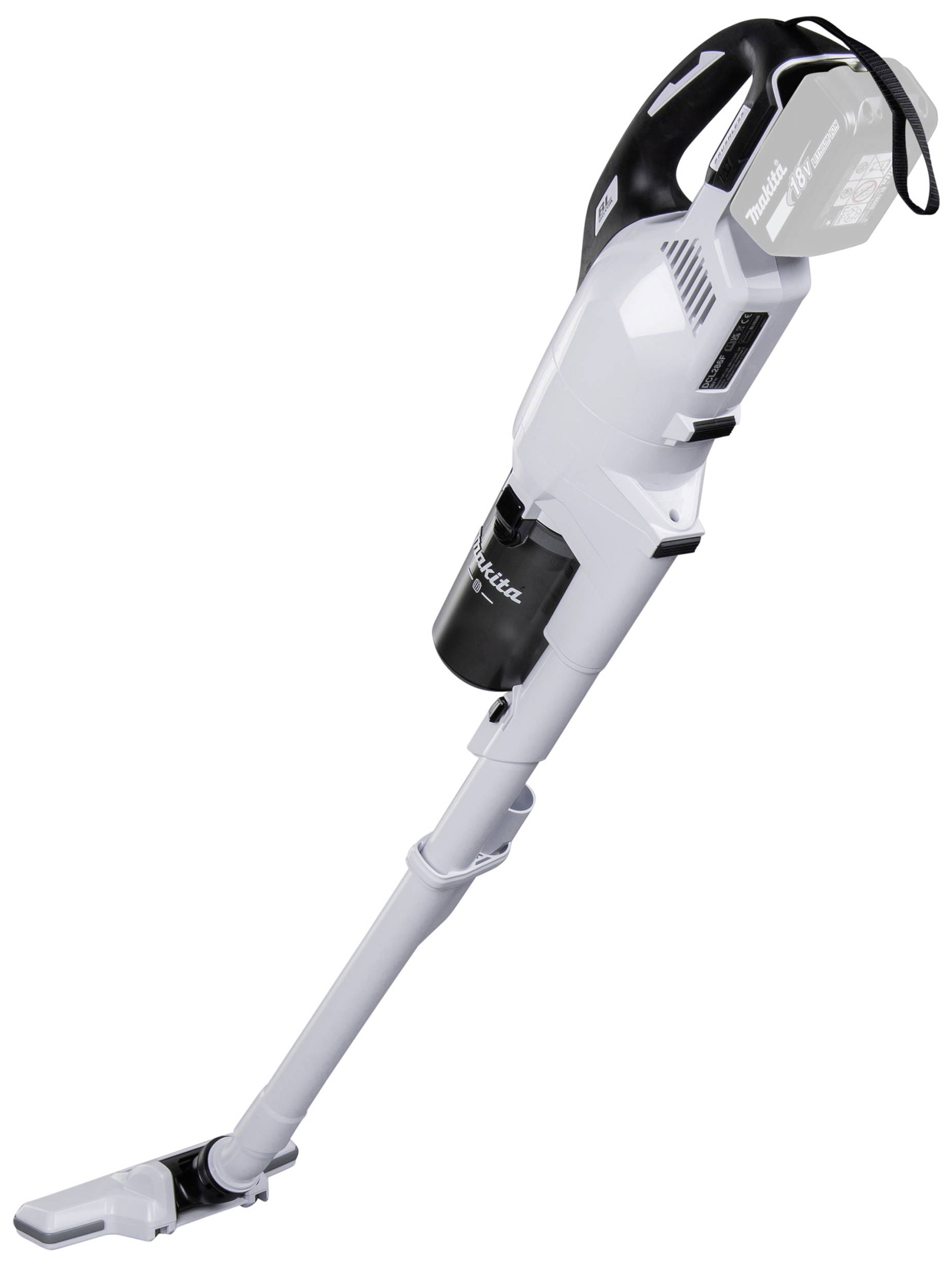 A cordless, white vacuum cleaner with a detachable suction tube, suitable for convenient cleaning of floors and furniture.