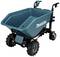 A battery-powered, four-wheeled transport trolley by Makita, designed for use on construction sites or in gardens.
