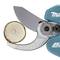 Garden shears cutting a branch. Close-up shows the cut surface of the branch and the blades of the secateurs in detail.