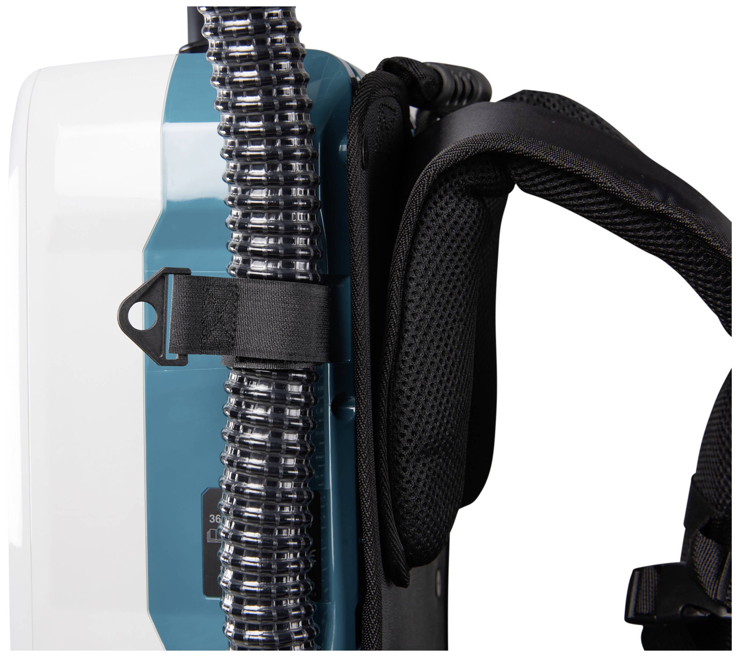 Back part of a portable device with tubes and straps, potentially suitable for medical or technical use.