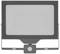 A rectangular, black LED floodlight with a motion sensor on the underside, suitable for outdoor lighting.