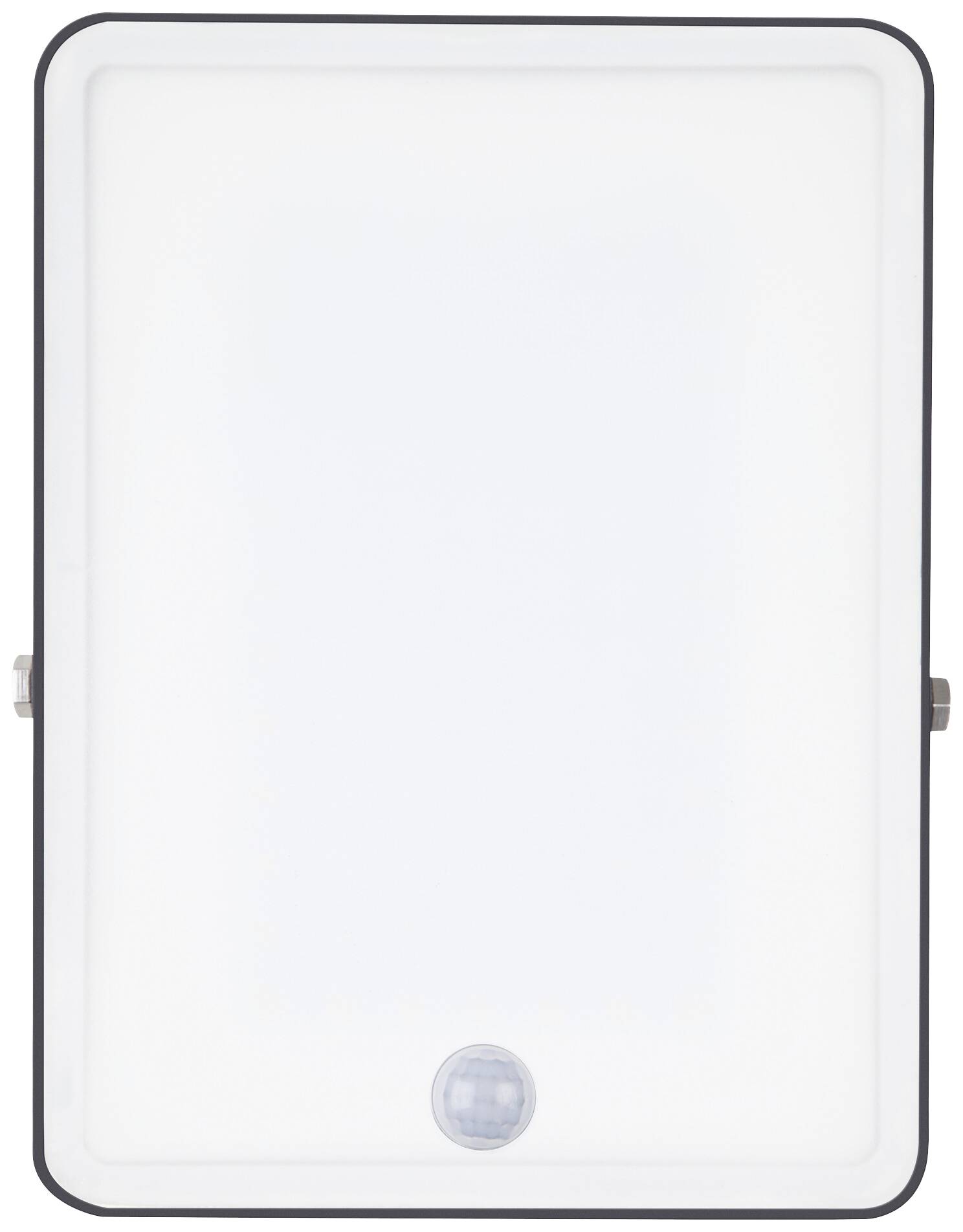 Rectangular LED light with black frame and motion sensor underneath.