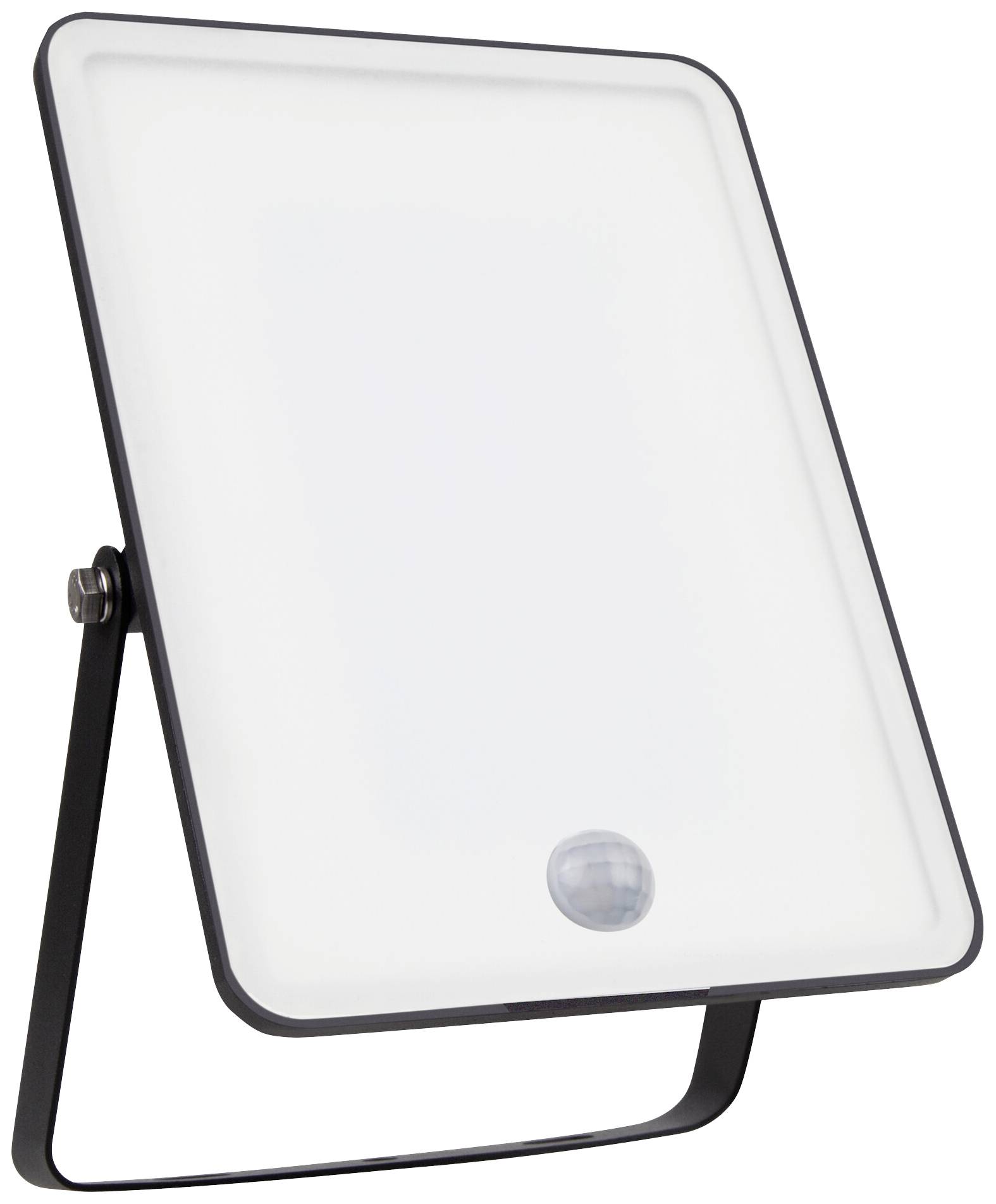 A rectangular LED panel with motion sensor on a foldable stand, suitable as a work or reading lamp.