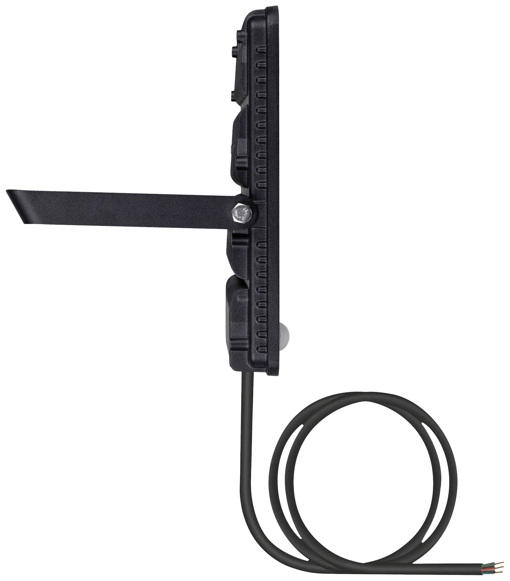 'LED Floodlight in Side View with Mounting Bracket and Cable', maximum efficiency through sleek design.