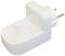 A white plug adapter with a slim design that converts a power socket to another type of socket.