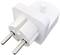 A white Euro plug adapter with two metal pins, suitable for electronic devices, on a white background.