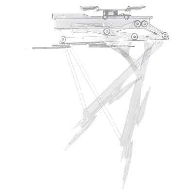 Robotic arm in white design, showing multiple movable joints and metal connections.