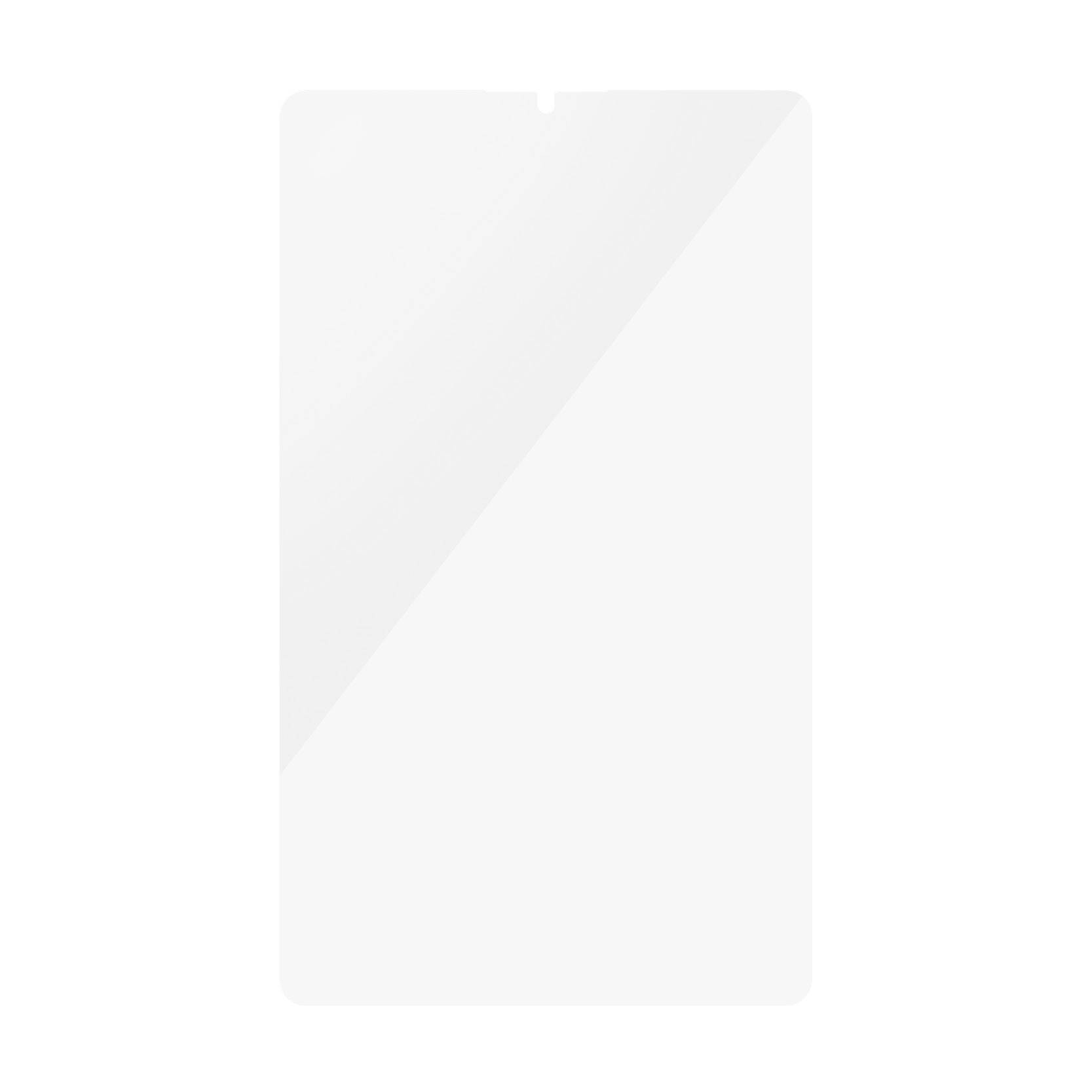 A rectangular, transparent display protector for a tablet, showing no further features or details.