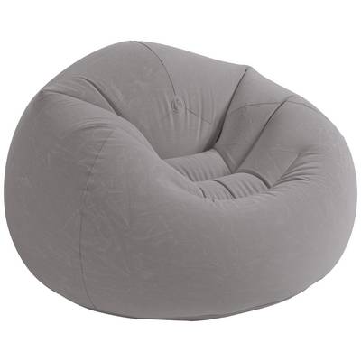 Grey, inflatable armchair in a lounge style with a soft, rounded form and texture, suitable for cosy indoor seating.