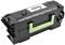 A black printer toner cartridge with a green handle and label '58D2H00' on the top surface.