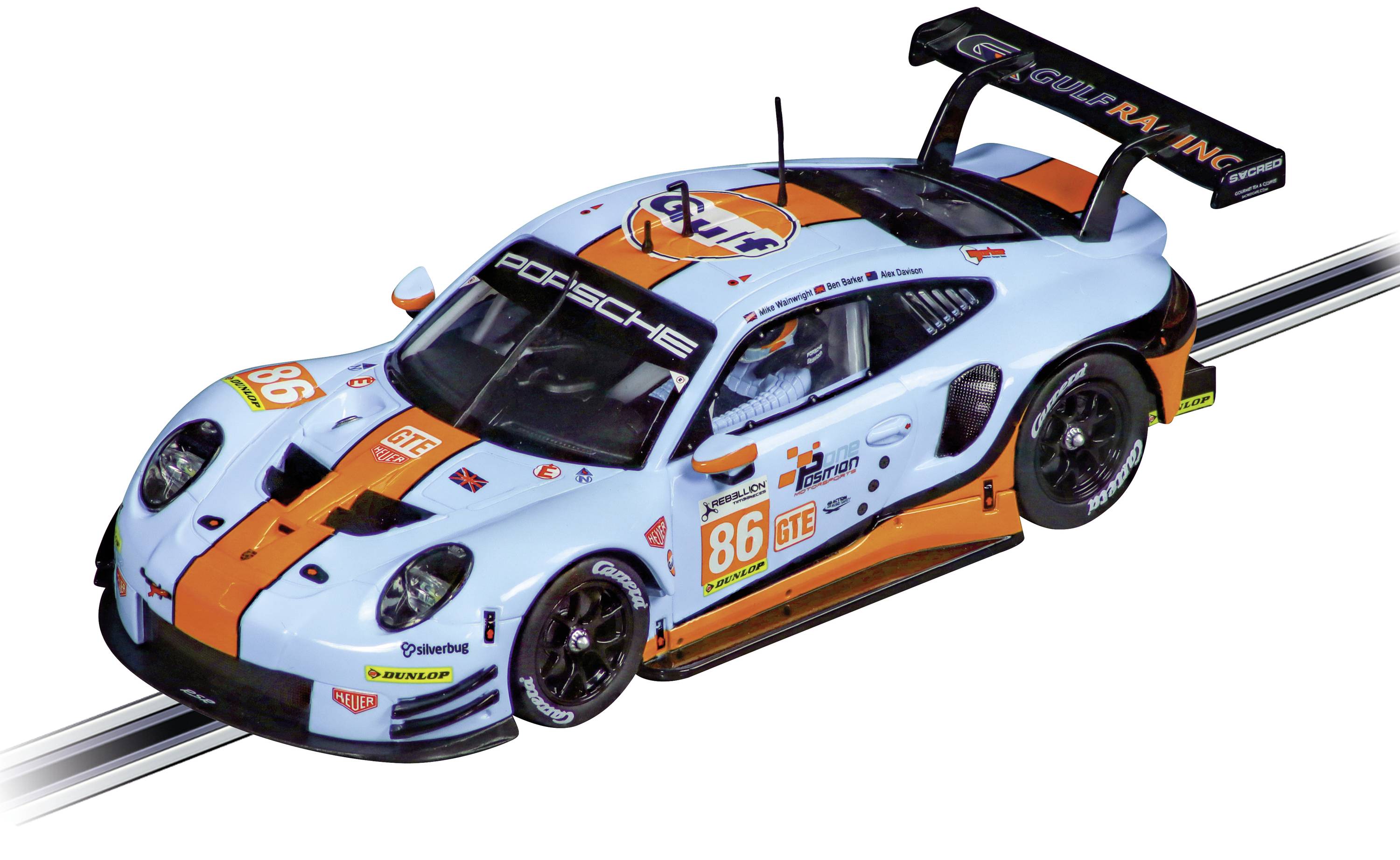 Carrera 20027780 Evolution Car Porsche 911 RSR "Gulf Racing, Mike Wainwright, No. 86", Silverstone 2018-10