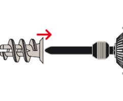 Diagram of a drill bit with an arrow indicating how the drill bit should be inserted into a drill machine.