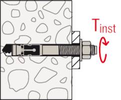 Illustration of a wall plug in a wall with an arrow indicating the rotation direction. The text 'Tinst C' is positioned to the right of the wall plug.