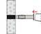 Illustration of an arrow pointing from the right to a wall anchor, demonstrating its correct installation in a wall.