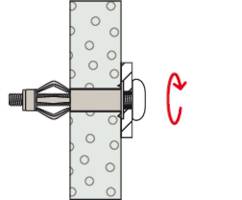 'Securing an anchor in a wall by turning a screw.'