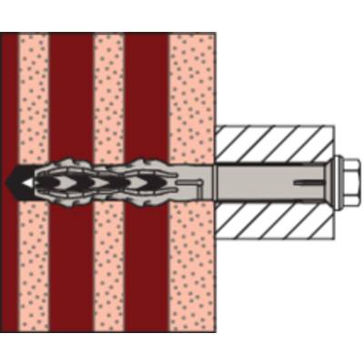 Schematic diagram of a wall plug anchoring itself in the cavity when the screw is tightened.