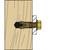 A screw with a washer and nut is screwed into a wooden board. The screw has a countersunk thread.