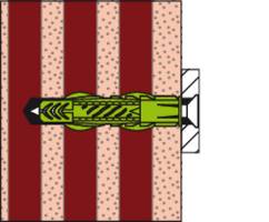 Technical Diagram Drawing: Cross-section of a mechanical component with a green element in the centre on a red-grey background.