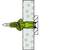 Diagram of a green wall plug installed in a perforated wall, with a screw element on the left side.