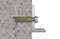 Metal screw anchored in a concrete wall, using a brass wall plug and a metal bracket, for secure fastening.