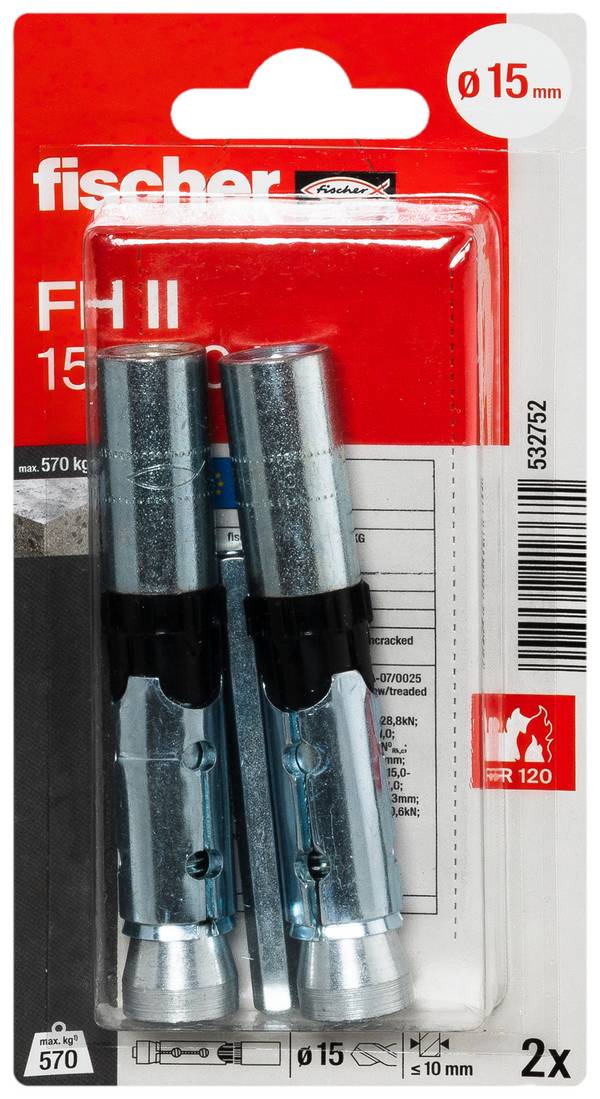 Fischer 532752 FH II 15/M10 I K NV Heavy duty anchor 15 mm 1 Set