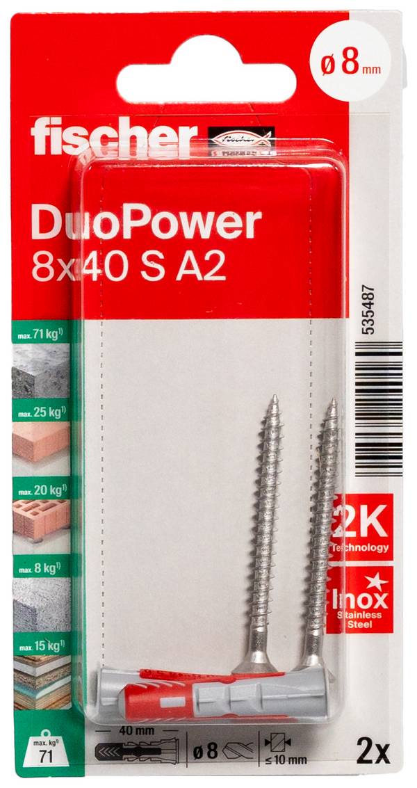 Fischer 535487 DuoPower 8 x 40 S A2 K NV Dowel set 40 mm 8 mm 1 Set