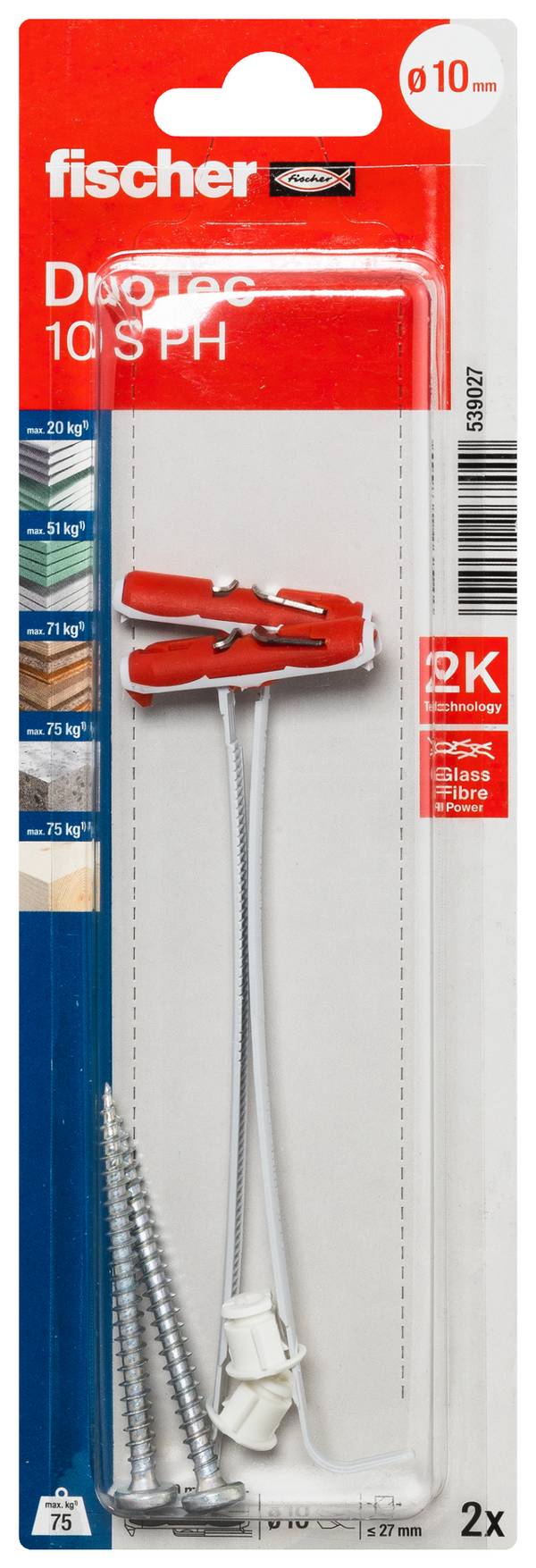 Fischer 539027 fischer DuoTec 10 S PH K NV Dowel set 50 mm 1 Set
