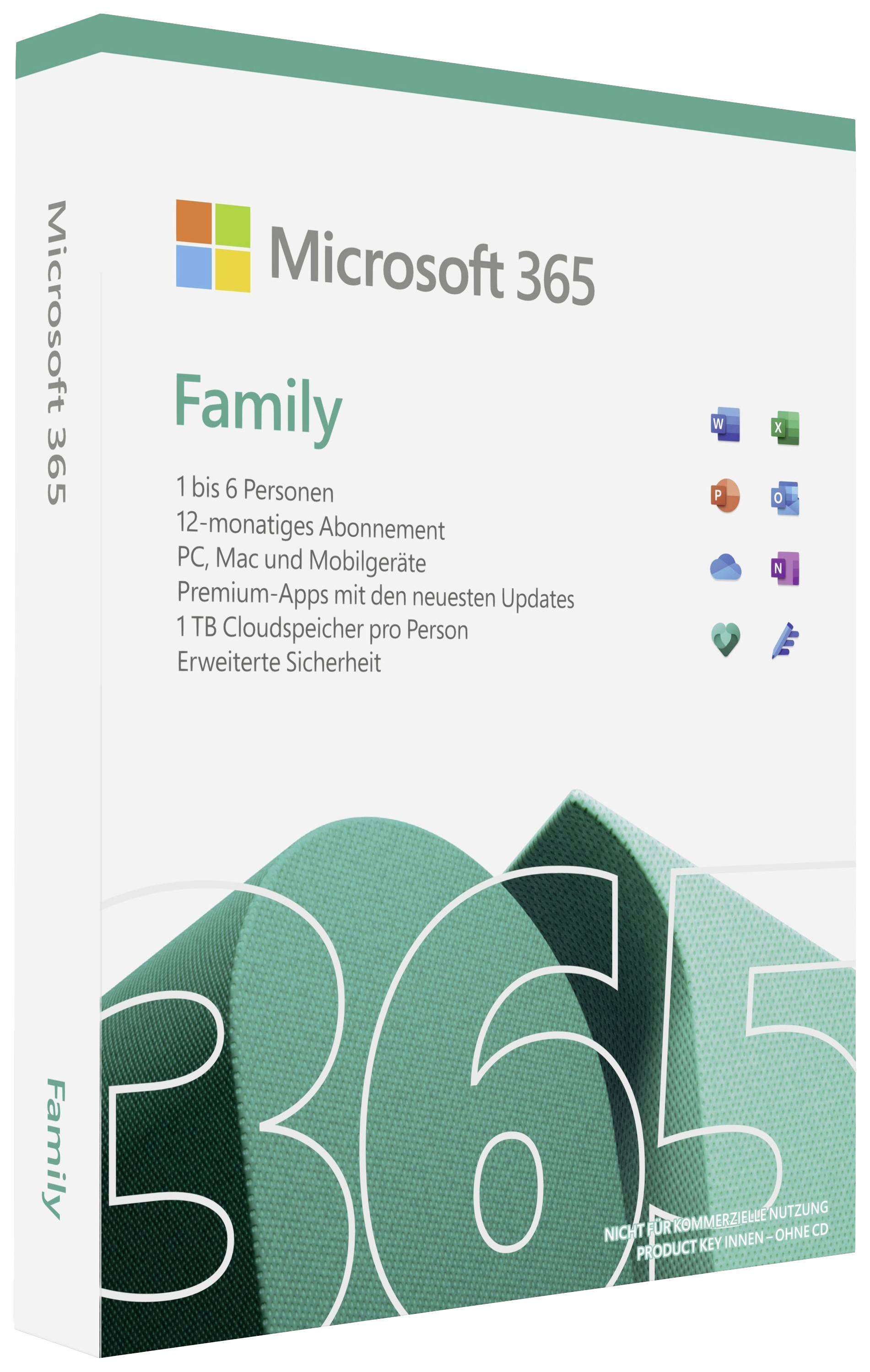 Microsoft Office 365 Family Full version, 6 licences Android, iOS, Mac OS, Windows Office package