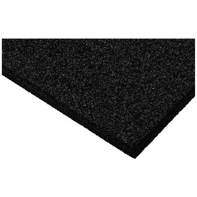 A black, rectangular rubber mat with a textured surface, photographed from a slightly angled perspective.